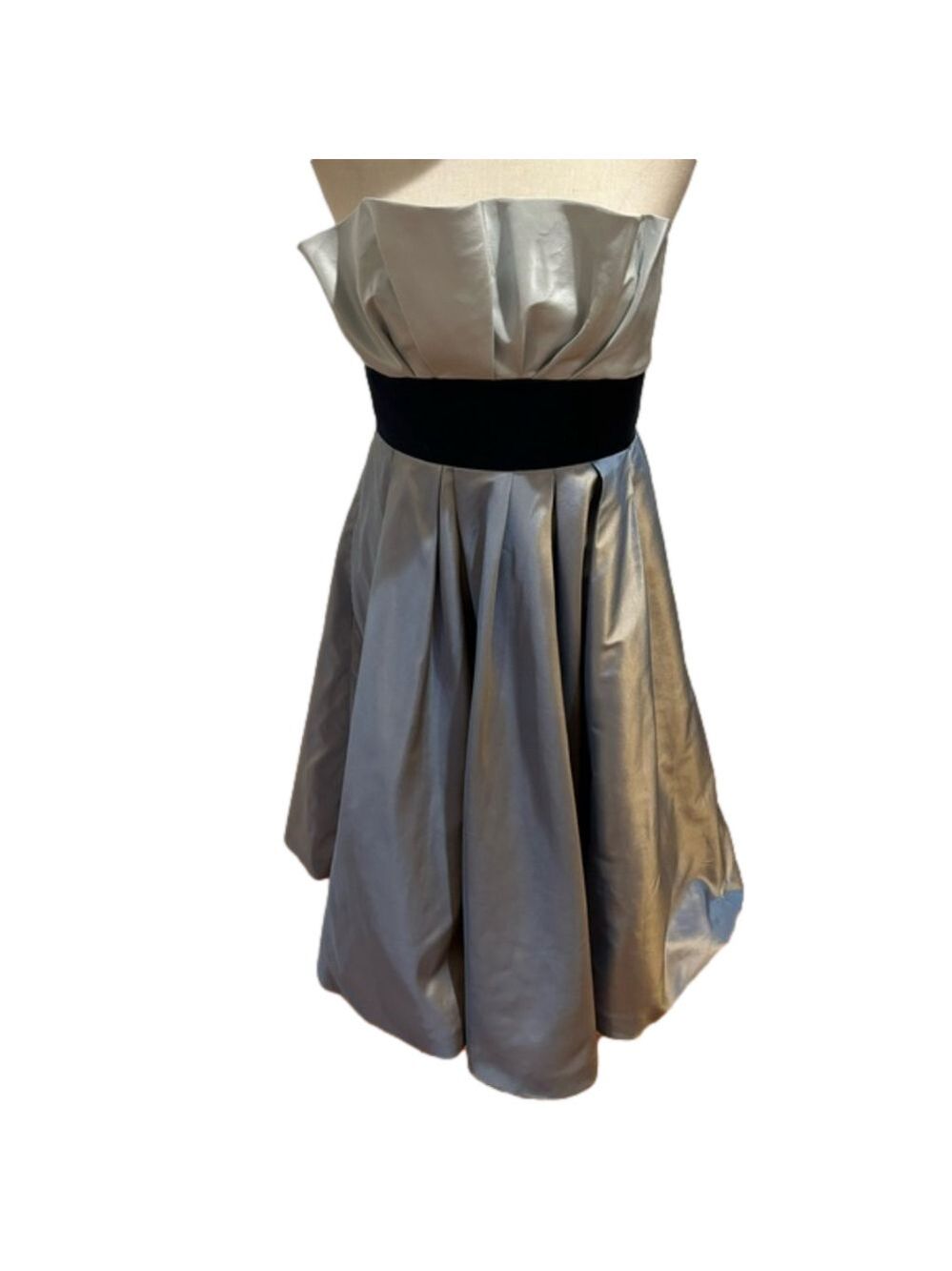 90s SILK VIVIENNE TAM STRAPLESS PLEATED BODICE TAFFETA DRESS FIT & FLARE SZ 6 - Picture 4 of 15